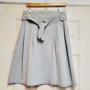 NBW - KELLO Flared Skirt Midi Knee Length Light Gray Heavy Cotton
